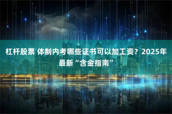 杠杆股票 体制内考哪些证书可以加工资?2025年最新“含金指南”